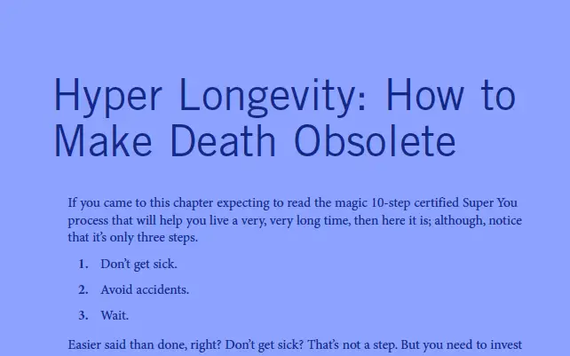 free hyperlongevity chpater from book Super You