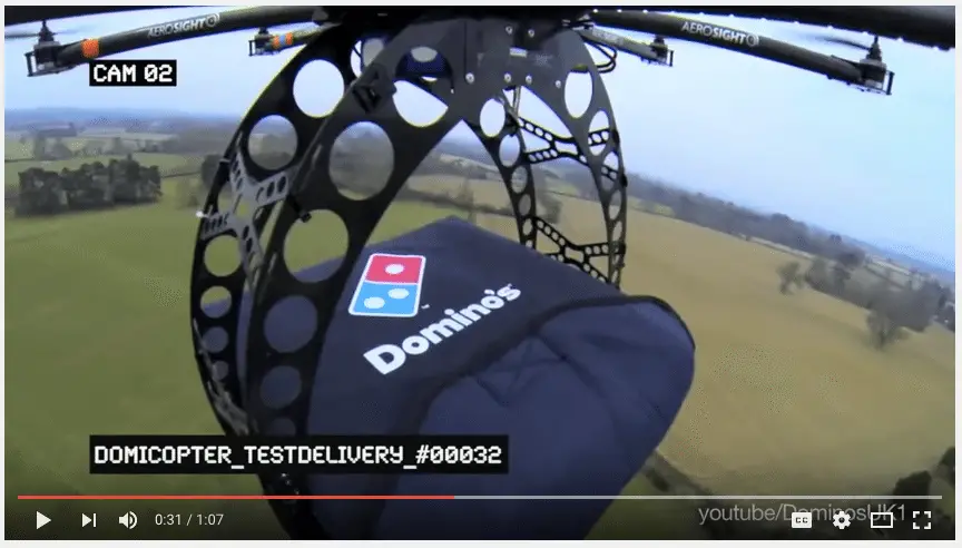 Autmated pizza delivery drone videos